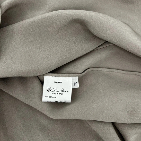 Loro Piana Mae Flowing Cady Top Stretch Silk Top In Taupe Brown Size 40 - Picture 8 of 9
